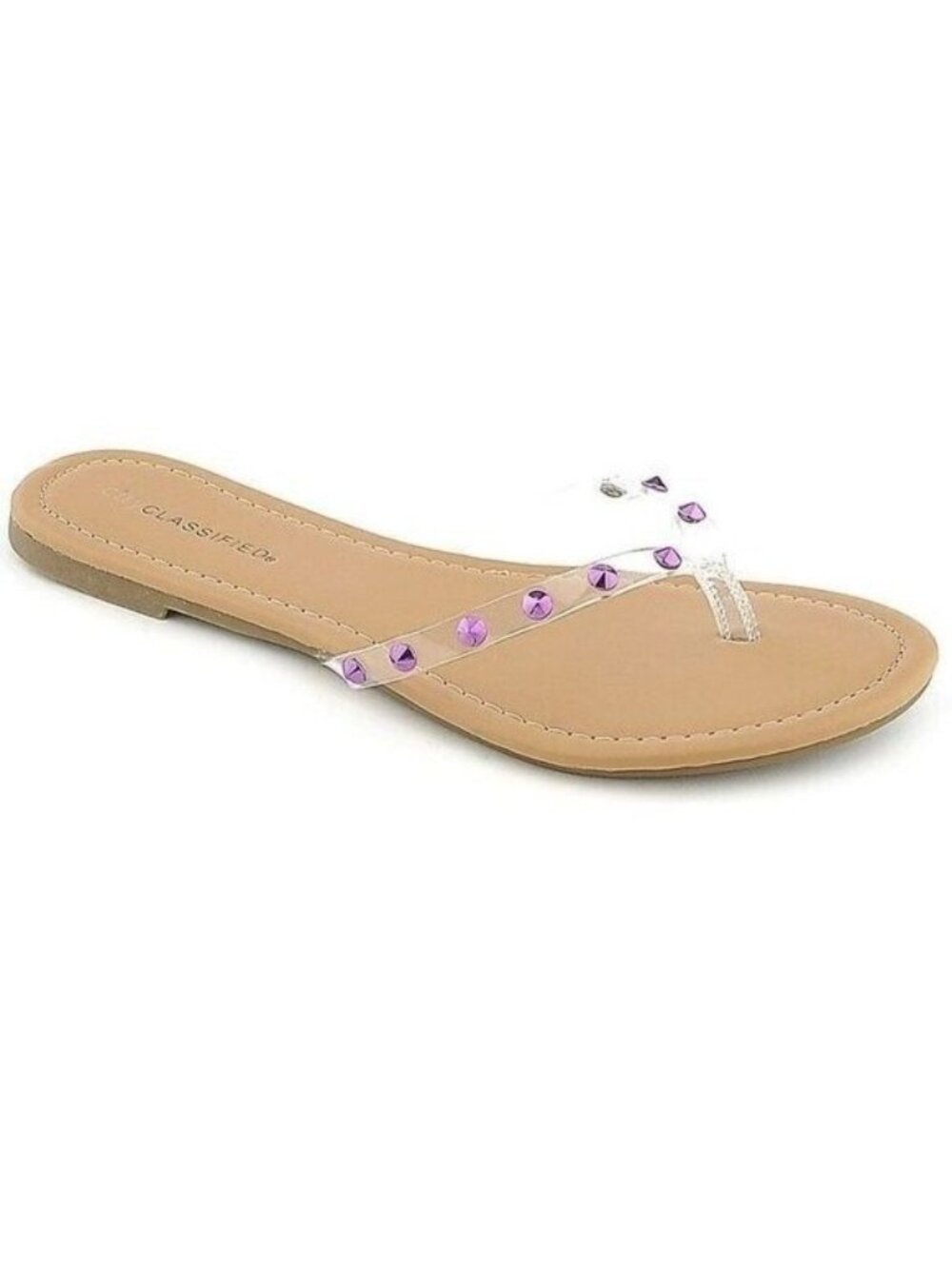 NEW Clear Purple Studded Thong Flip-flop Slide Sandals Beach Summer Vacation